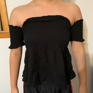Flowy black off the shoulder shirt